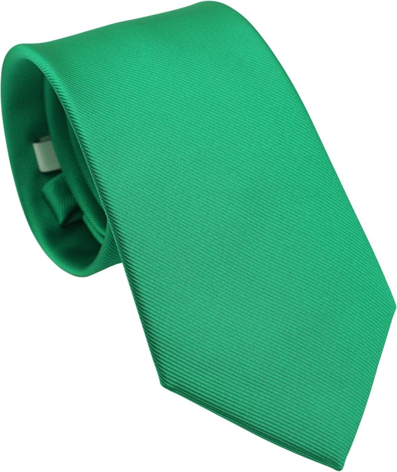 ZENXUS Regular Tie and Pocket Square for Men, Solid Color Necktie Set, 3.2 inch Standard Width - Image 2